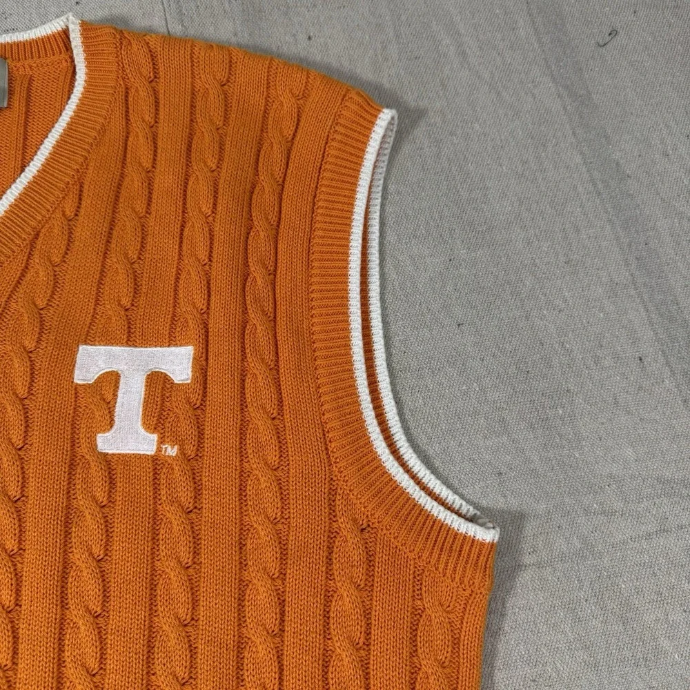 VTG‎ Joe College Sports Tennessee Volunteers Cable Knit Sweater Vest Mens Large
